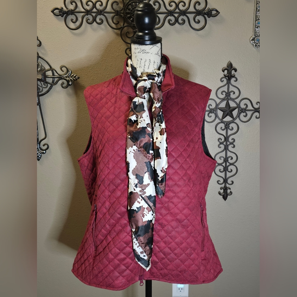 Outback Trading Co Quilted Burgundy Vest